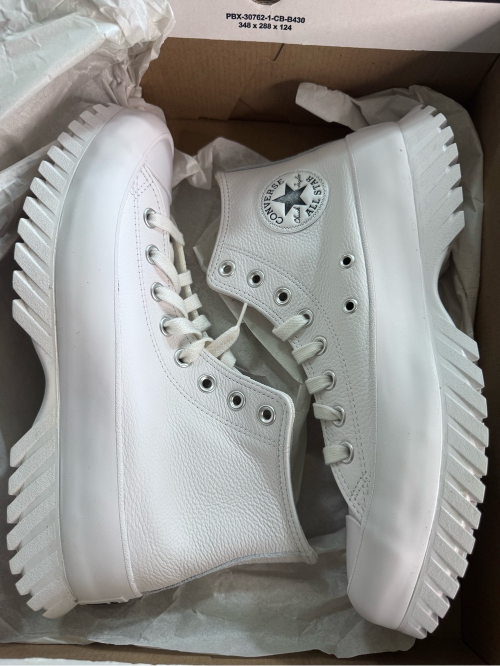 Converse White Platform Lug-Sole High Top Sneakers